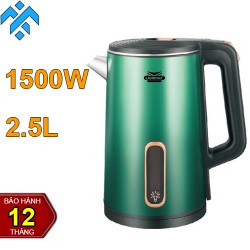 Ấm siêu tốc 2 lớp Ladomax HA-826 dung tích 2.5L, lòng ấm inox 304