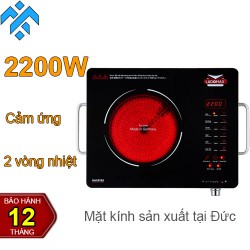 Bếp hồng ngoại 2 vòng nhiệt Ladomax HA-669 có thể chỉnh vòng nhiệt theo ý, điều khiển cảm ứng, có nút khóa trẻ em