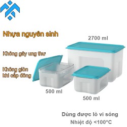 Bộ 3 hộp đựng thực phẩm BioZone Sunhouse KB-ST3P01 không mùi, an toàn sức khỏe