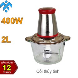 Máy xay thịt 400W Ladomax HA-333 động cơ đồng 100%, cối thủy tinh 2L dày xay thịt cá, cua, làm giò sống