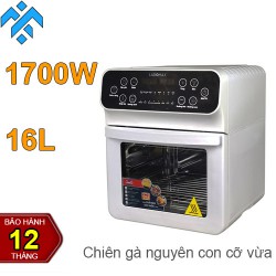 Nồi chiên không dầu Ladomax dung tích 16L, chiên được gà nguyên con, có 6 phụ kiện để chiên khoai tây, bỏng ngô, thịt, cá