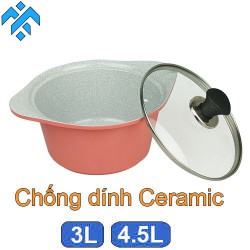 Nồi đúc ceramic chống dính 5 lớp Greencook chống trầy, dùng được bếp gas, bếp hồng ngoại, bếp từ