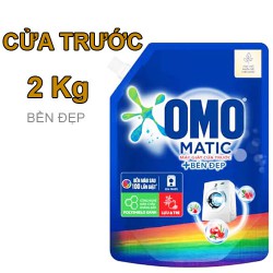 [Đặt hàng Online] Nước giặt OMO Matic bền đẹp cửa trước túi 2Kg bền màu sau 100 lần giặt