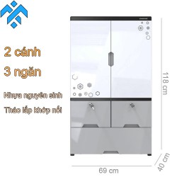 Tủ nhựa 2 cánh 3 ngăn Happy Family Sunhouse KS-CA1177F3 khớp nối dễ tháo lắp